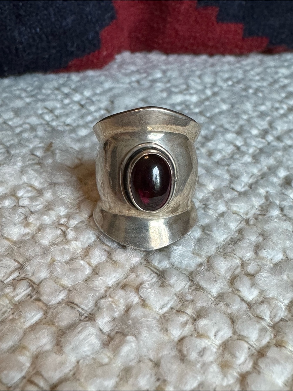 90s Vintage Sterling Silver Garnet Ring - Gothic Medieval Fantasy size 4 - Picture 2 of 6